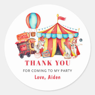 Sticker Rond Grand Cirque Carnaval Anniversaire Merci