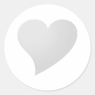 Sticker Rond Grand coeur gris, Amour, blanc