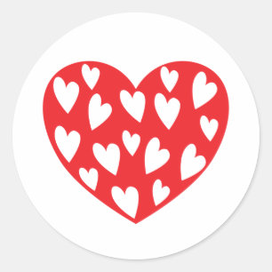 Sticker Rond Grand Coeur rouge