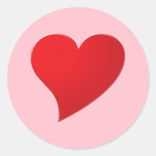 Sticker Rond Grand Coeur Rouge, Amour, rose