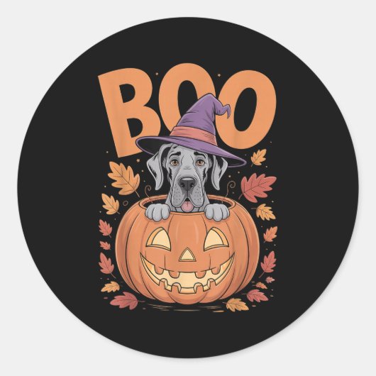 Sticker Rond Grand Costume Dane Sur Halloween Citrouille Grand (Devant)
