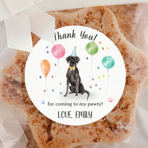 Sticker Rond Grand Dane Chien Anniversaire Merci