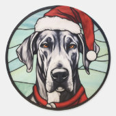 Sticker Rond Grand Dane Vitrail Noël (Devant)