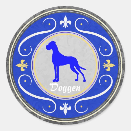 Sticker Rond Grand Danois bleu (Devant)