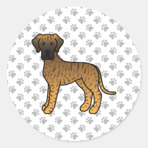 Sticker Rond Grand Danois bringé Chien de dessin animé mignon