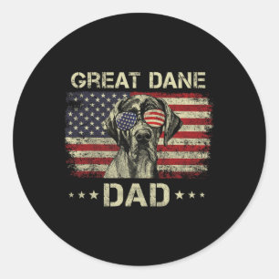 Sticker Rond Grand Danois Papa Amoureux des Chiens Drapeau Amér