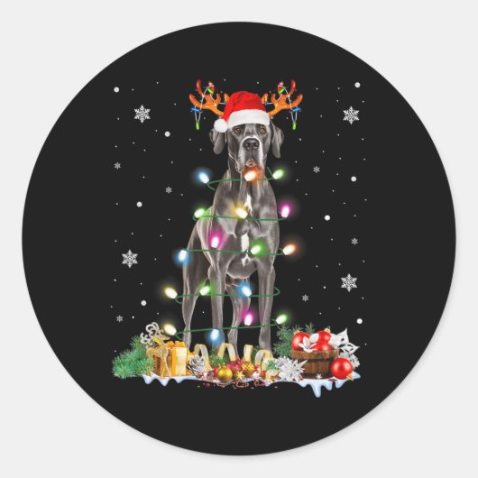 Sticker Rond Grand Danse Noël Santa Hat Fairy Lights Pyjama (Devant)