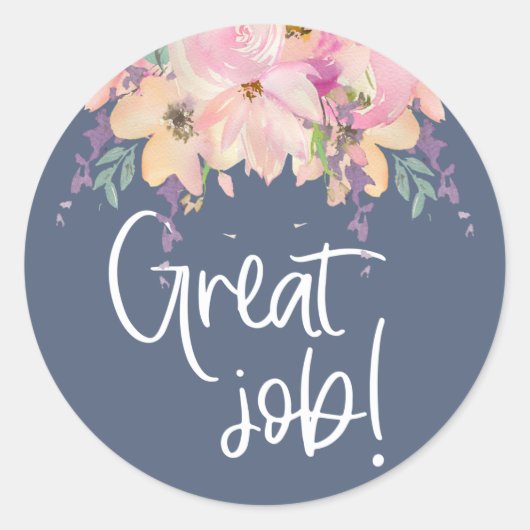 Sticker Rond Grand emploi Blue Enseignant Encouragement (Devant)