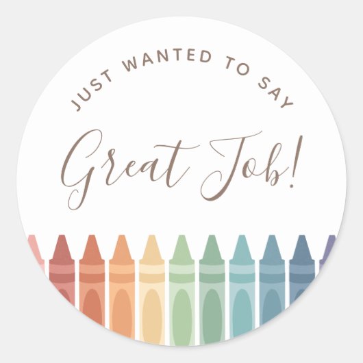Sticker Rond Grand emploi Rainbow Crayon Enseignant (Devant)