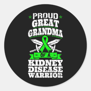 Sticker Rond Grand Grand-Mère D'Une Maladie Du Rein Guerrier Re