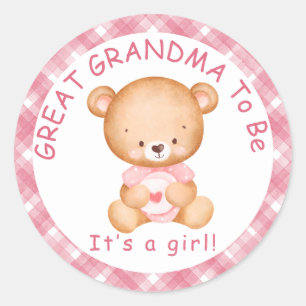 Sticker Rond GRAND GRANDMA pour être Baby shower rose