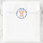 Sticker Rond GRAND GRANDMA sera le Baby shower bleu plaqué (Sac)