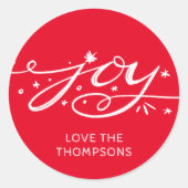 Sticker Rond Grand Joy Main Lettré Rouge (Devant)