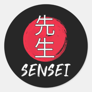 Sticker Rond Grand Karate Sensei tenue japonaise design de comb