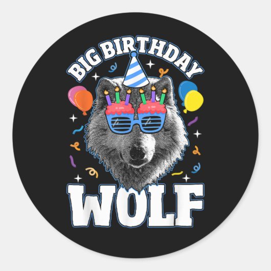 Sticker Rond Grand Loup d'anniversaire pour les loups (Devant)