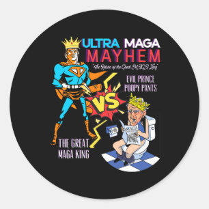 Sticker Rond Grand Maga King Donald Trump Biden Usa Ultra Maga