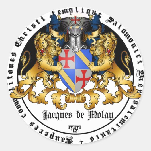 Sticker Rond Grand maître de Templier Jacques de Molay (Devant)