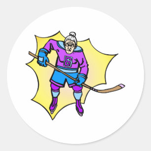 Sticker Rond Grand-maman d'hockey