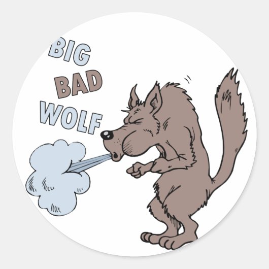 Sticker Rond Grand Mauvais Loup (Devant)