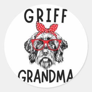 Sticker Rond Grand-mère À poils durs Pointing Griffon Nana Mère