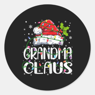 Sticker Rond Grand-mère Claus Noël Père Noël Matching Famille N