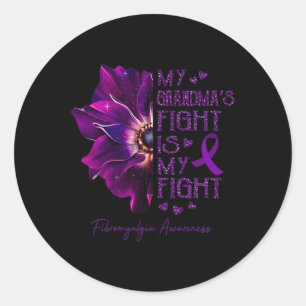Sticker Rond Grand-Mère combat est mon combat Anémone Fibromyal