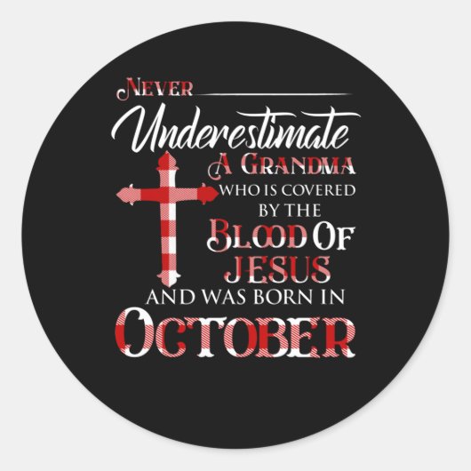 Sticker Rond Grand-Mère Couverte Par Le Sang De Jésus (Devant)