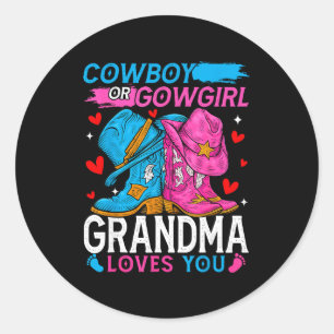 Sticker Rond Grand-mère cow-boy ou cow-girl t'aime révélation d