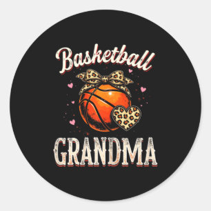 Sticker Rond Grand-mère de basketball foulard coeur léopard