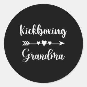 Sticker Rond Grand-mère de kickboxing Amateurs de kickboxing Gr
