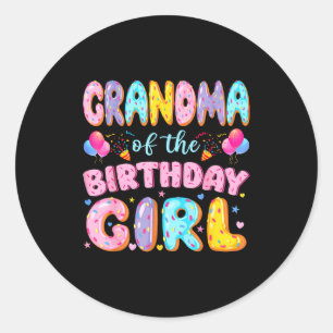 Sticker Rond Grand-mère de la fille d'anniversaire donut sucré