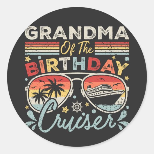 Sticker Rond Grand-mère de l'anniversaire de croisière vacances (Devant)