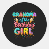 Sticker Rond Grand-Mère De L'Anniversaire Fille Crème Glace Fam (Devant)