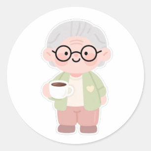Sticker Rond 👵 grand-mère douce