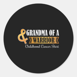 Sticker Rond Grand-mère d'un guerrier Cancer de l'enfance Ribbo