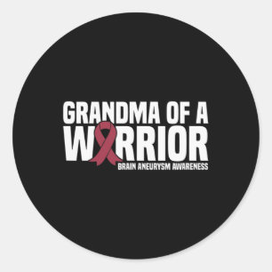 Sticker Rond Grand-mère d'un guerrier Cerveau Aneurysme sensibi