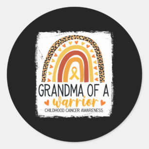 Sticker Rond Grand-mère d'un guerrier Enfance Cancer Léopard Pr