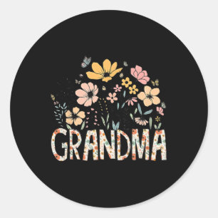 Sticker Rond Grand-mère Fleur sauvage mignonne Fleur Fête des m