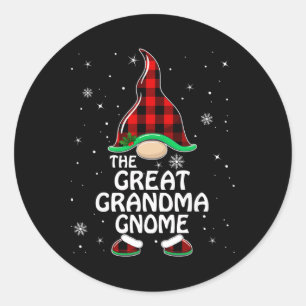 Sticker Rond Grand-mère Gnome Buffalo Plaid Matching Family