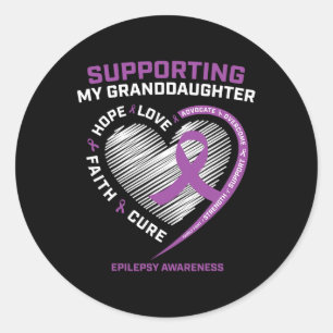 Sticker Rond Grand-mère Grand-père Cadeau Purple Grandgirl Epil