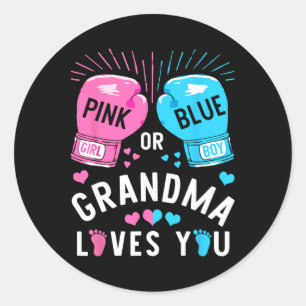 Sticker Rond Grand-Mère Rose Ou Bleu Vous Aime Boxer Genre Reve