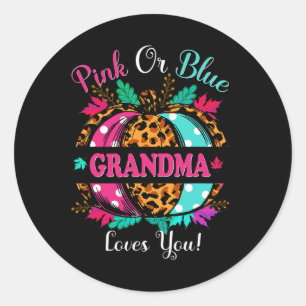 Sticker Rond Grand-Mère Rose Ou Bleu Vous Aime Léopard Citrouil