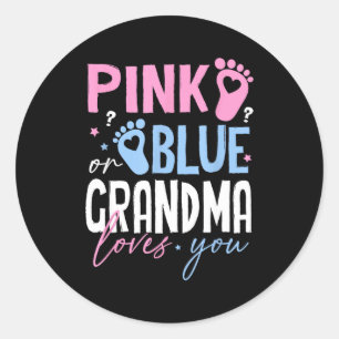 Sticker Rond Grand-mère rose ou bleue adore la révélation du se