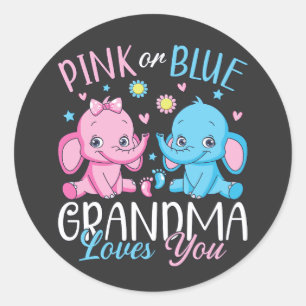 Sticker Rond Grand-Mère Rose Ou Bleue Vous Aime Bébé Éléphant