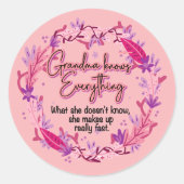 Sticker Rond Grand-mère sait tout (Devant)
