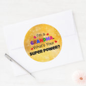 Sticker Rond Grand-mère Super Power, design populaire, (Enveloppe)