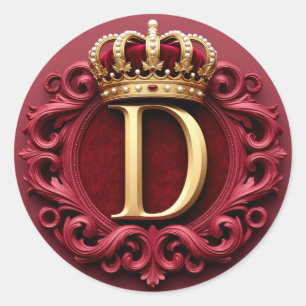 Sticker Rond Grand Monogramme D sur Velours Rouge