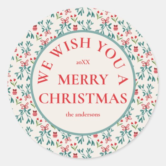 Sticker Rond Grand Motif traditionnel vert et rouge (Devant)