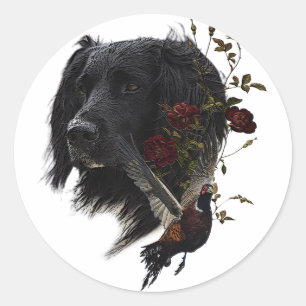 Sticker Rond Grand Munsterlander avec faisan