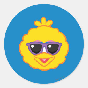 Sticker Rond Grand Oiseau souriant visage avec lunettes de sole